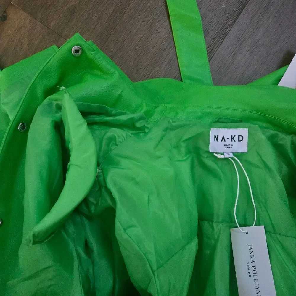 NA-KD Long PU Trench Coat size 36 M 8 US New